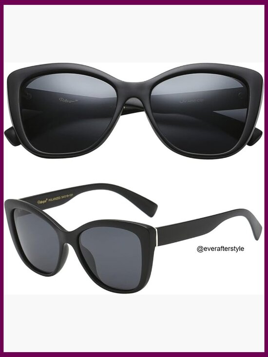 Polarized Cat Eye Sunglasses, Oversized UV400 Protection, Plastic Frame